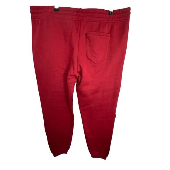 NWT True Religion Red Fleece Joggers With Gold Studded Horseshoe - Picture 5 of 7